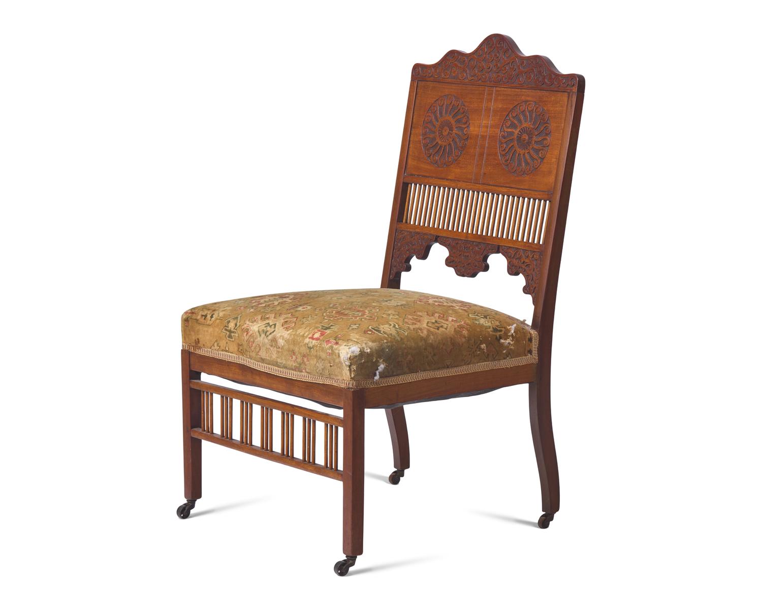 An Aesthetic Movement Carved Teak Side Chair