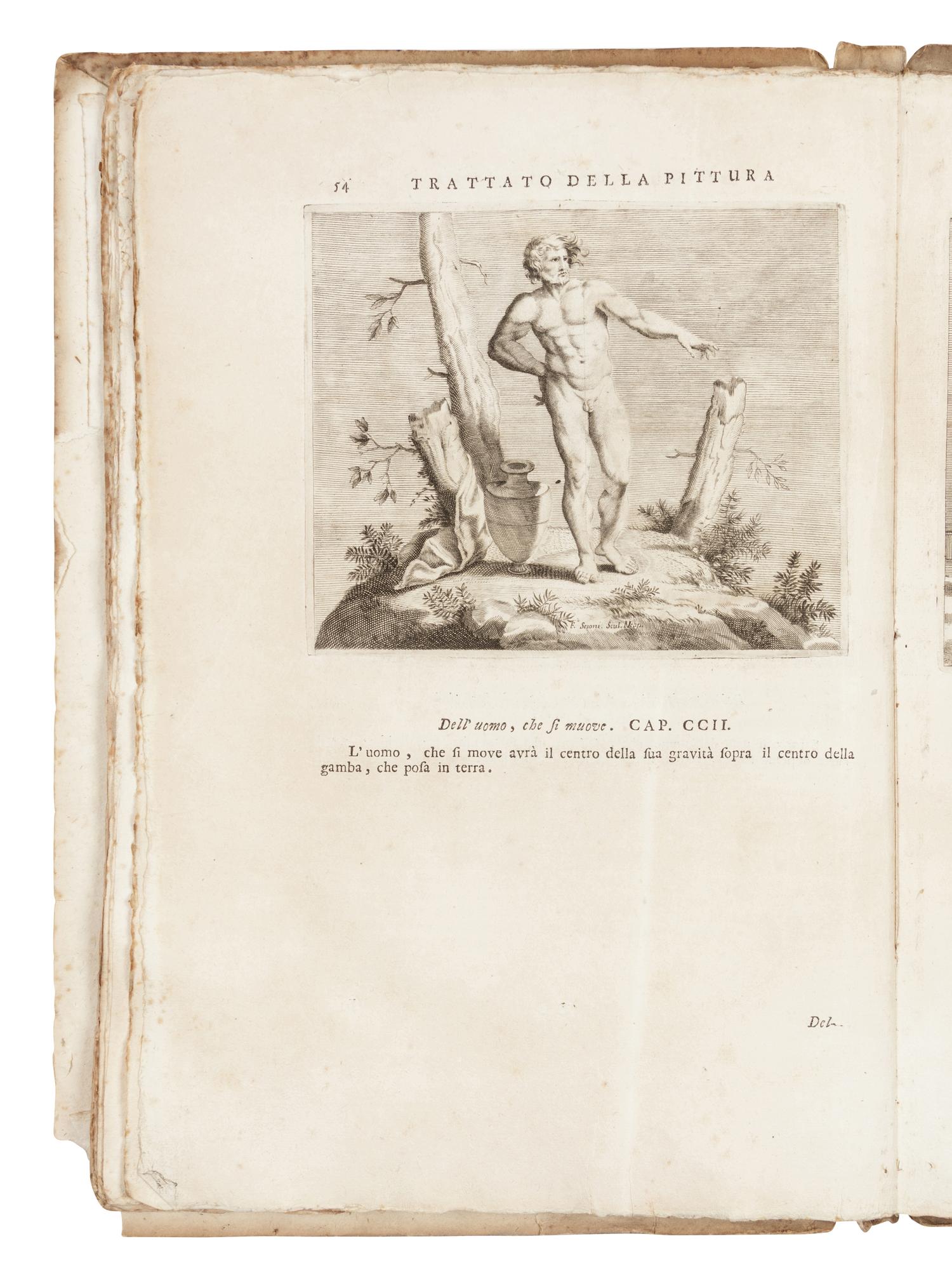 DA VINCI, Leonardo (1452-1519). Trattato Della Pittura...si sono giunti Tre Libri della Pittura, ed il Trattato della Statua di Leon Battista Alberti, colla Vita del medesimo . Naples: Francesco Ricciardo for Niccola & Vincenzo Rispoli, 1733.