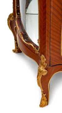 A Pair of Louis XV Style Gilt-Bronze-Mounted Kingwood Vitrine Cabinets