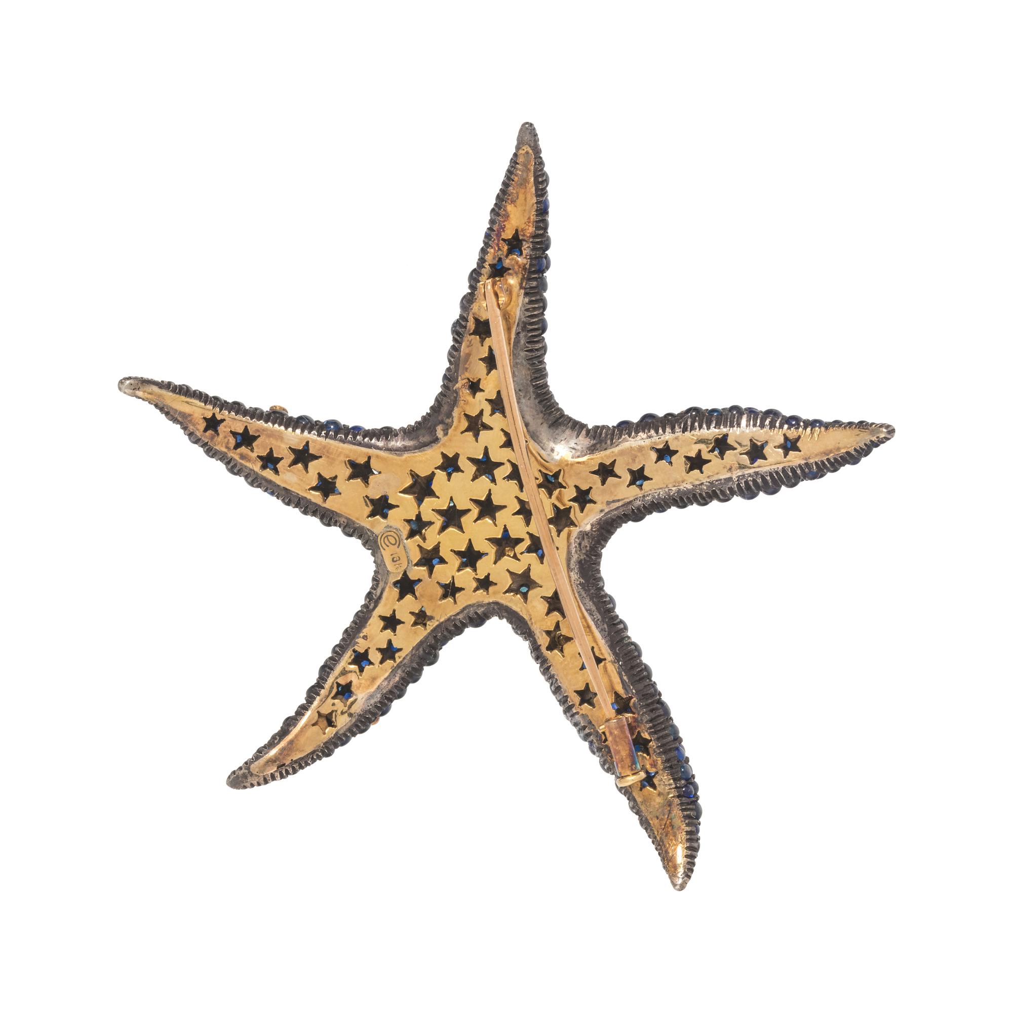 EVELYN CLOTHIER, SAPPHIRE AND DIAMOND STARFISH BROOCH