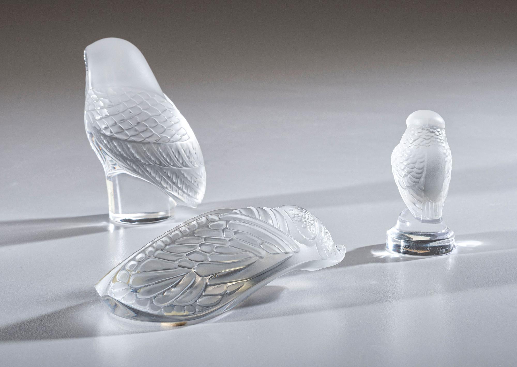 Three Lalique Molded and Frosted Glass Figures