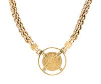 YELLOW GOLD, COIN, AND DIAMOND NECKLACE