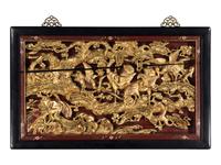 A Chinese Export Pierce Carved Giltwood Panel