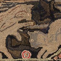 A Rare Signed and Dated Cotton and Wool Hooked Rug