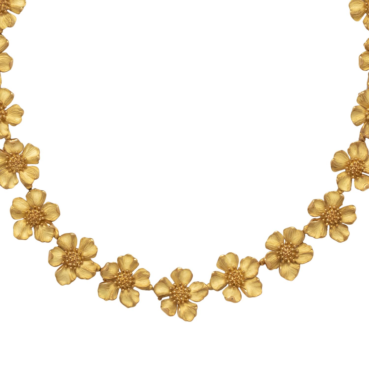 TIFFANY & CO., YELLOW GOLD 'WILD ROSE' NECKLACE