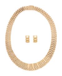 YELLOW GOLD NECKLACE AND CLIP EARRINGS