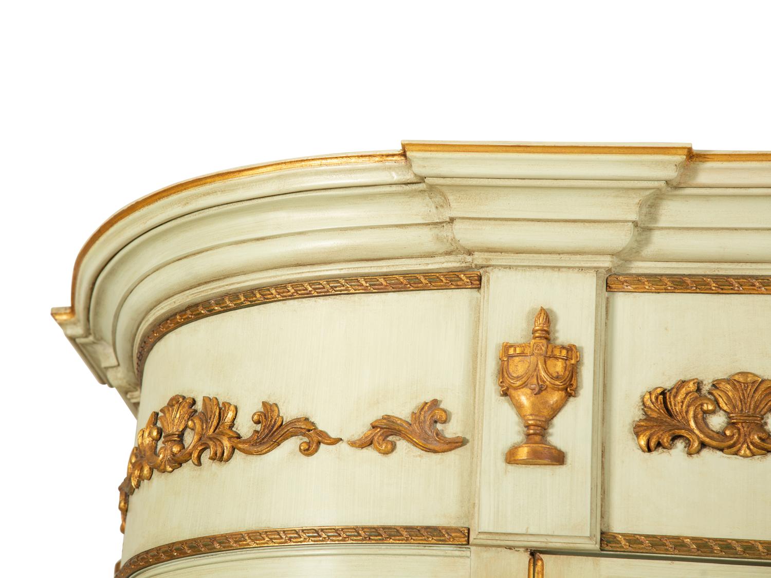 An Empire Style Painted and Parcel Gilt Vitrine Cabinet