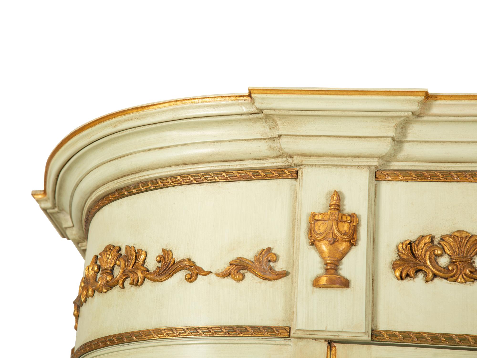 An Empire Style Painted and Parcel Gilt Vitrine Cabinet