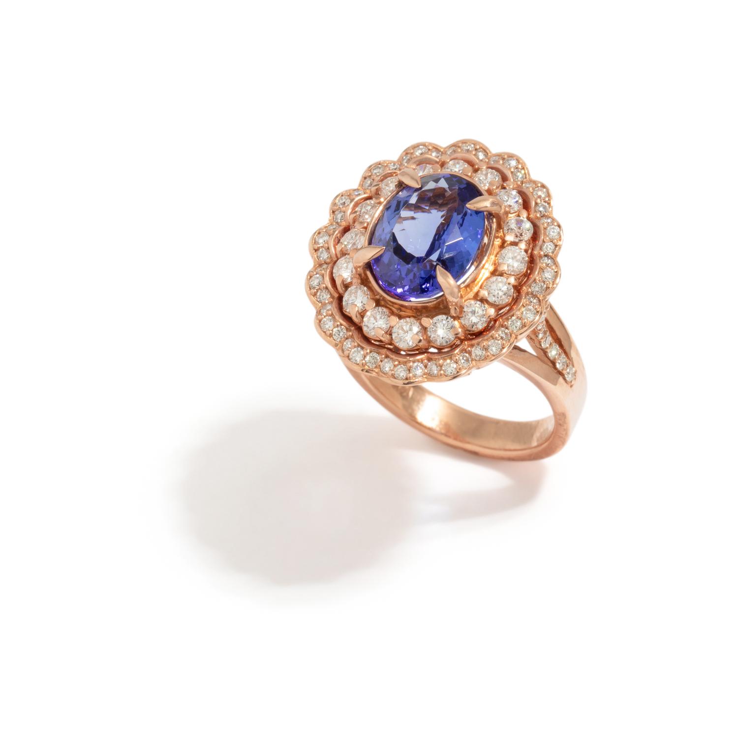 TANZANITE AND DIAMOND RING