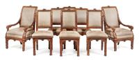 A Set of Eight Continental Carved Dining Chairs Height 42 inches. — 19TH CENTURY