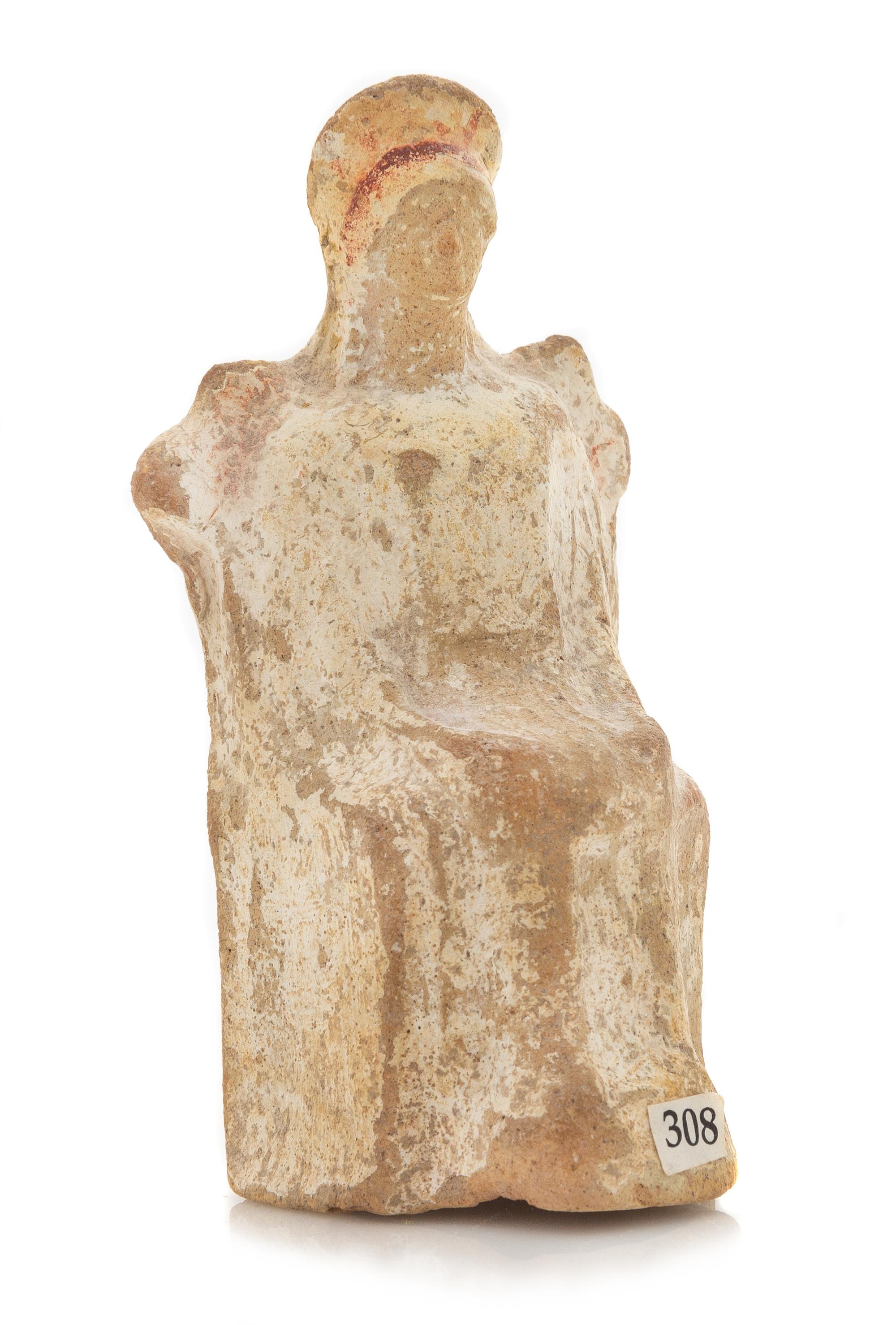 A Greek Terra Cotta Seated Female Figure