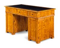 A Swedish Biedermeier Birch Pedestal Desk