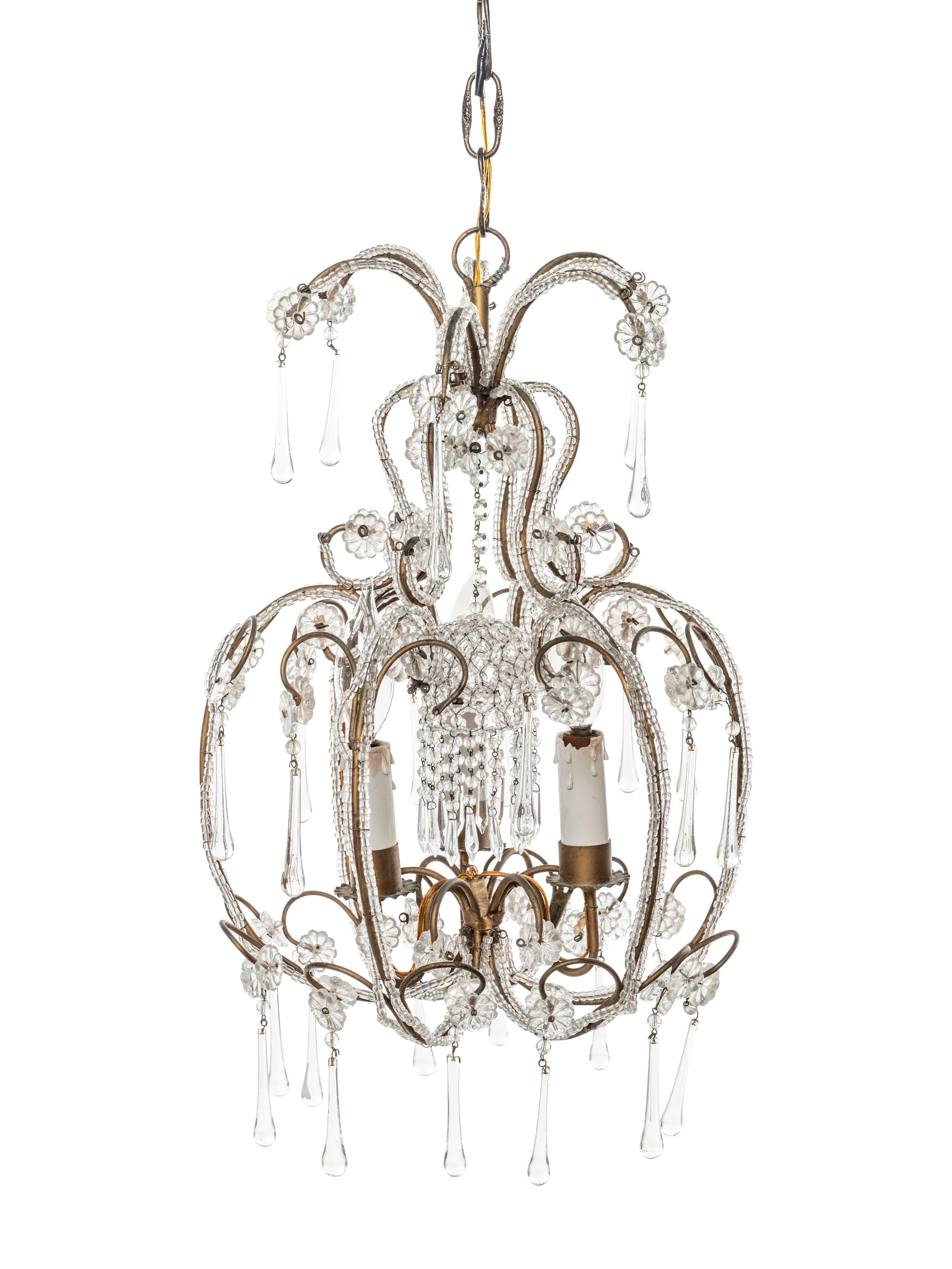 A French Beaded Chandelier in the Style of Maison Baguès