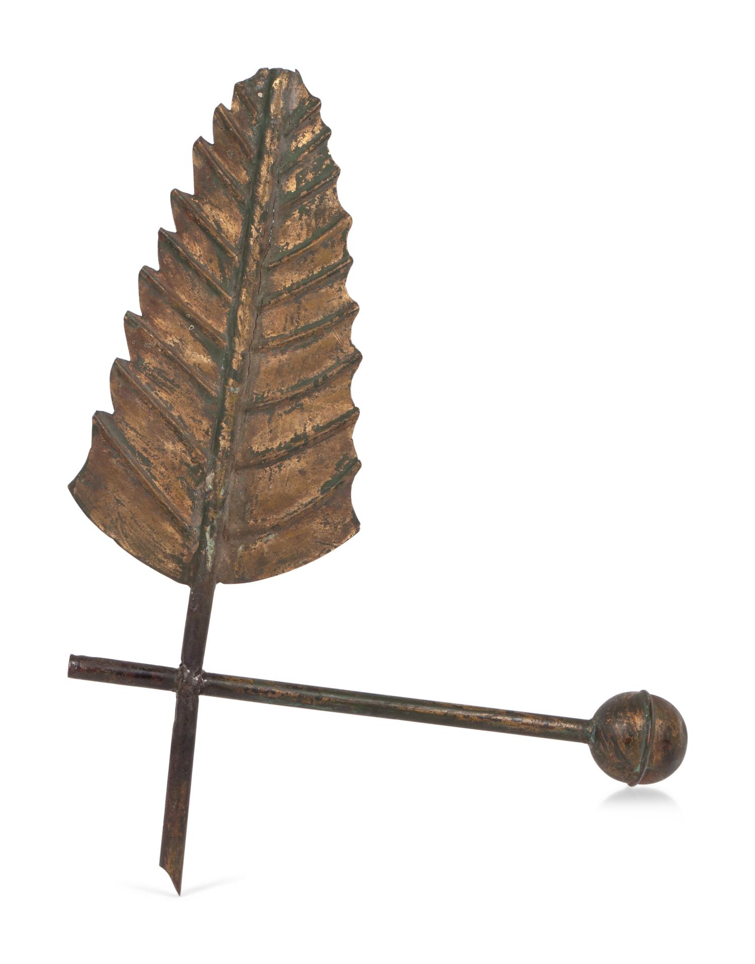 A Gilt Copper Quill Weather Vane