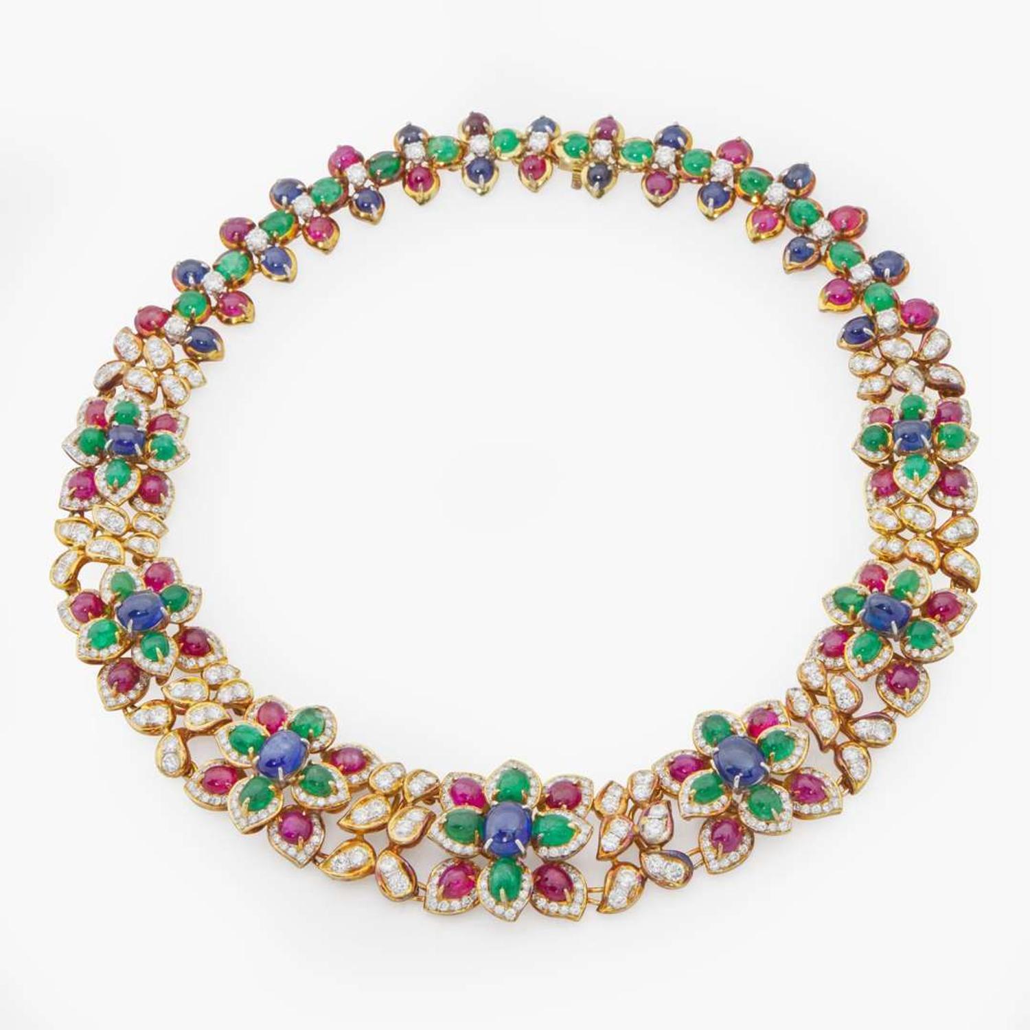 An 18K Yellow Gold and Gemstone Necklace