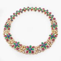 An 18K Yellow Gold and Gemstone Necklace