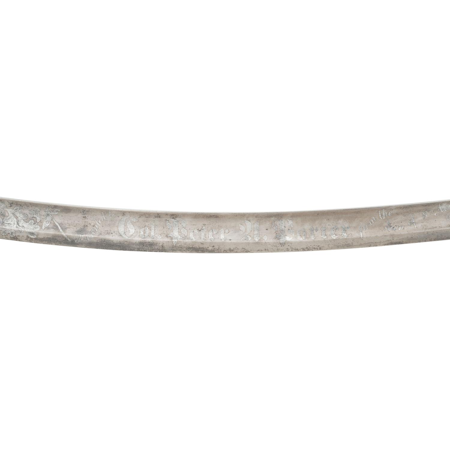 Ames Model 1840 Light Artillery Saber With Modern Blade Etching to Col. Peter Porter - 8th NY Heavy Artillery - KIA at Cold Harbor