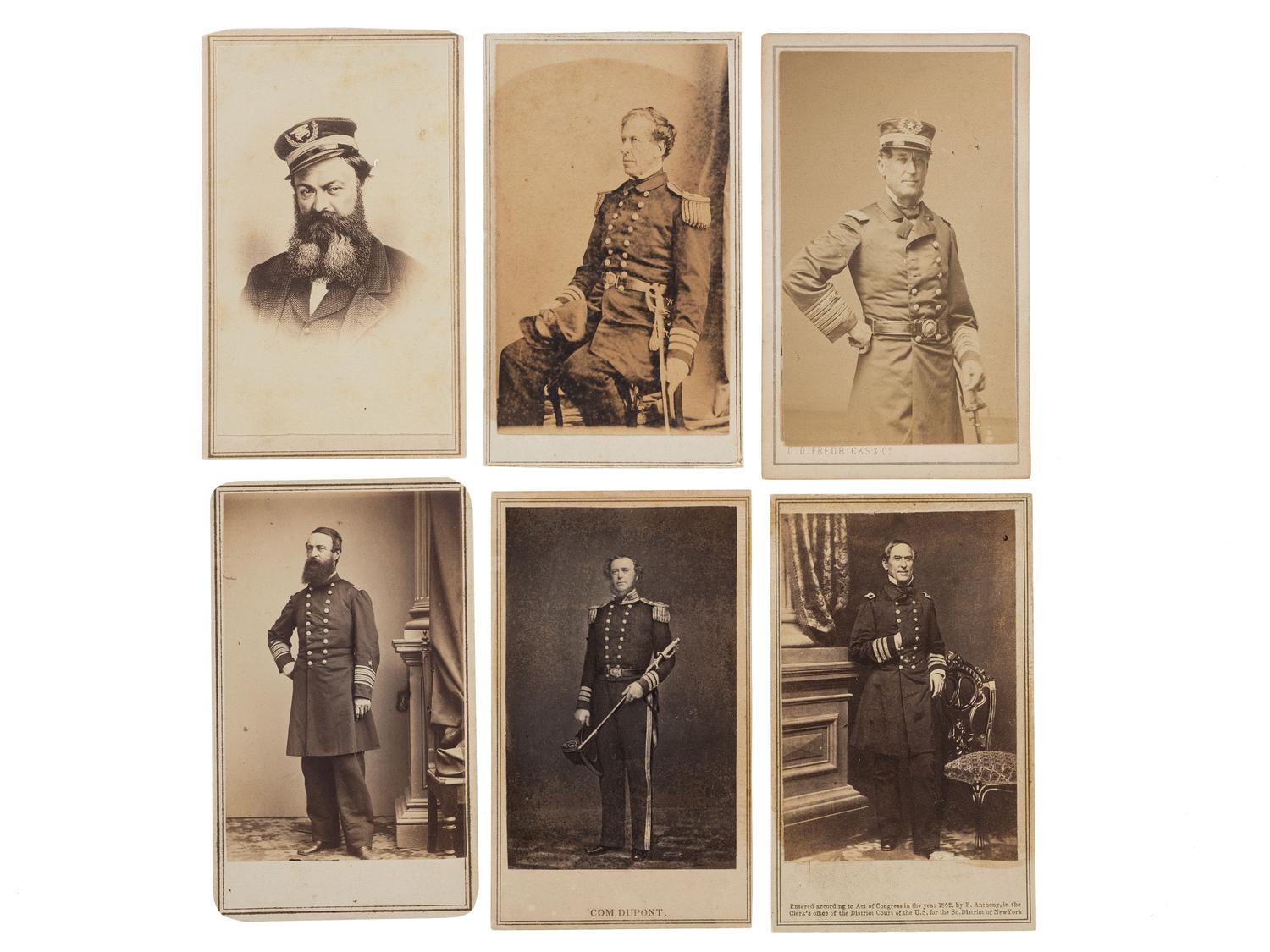 [CIVIL WAR]. A group of 6 CDVs of US Navy flag officers, comprising: