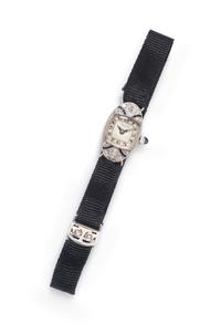 An Art Deco Platinum, Diamond and Sapphire Wristwatch, Alpina,