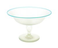 Steuben, EARLY 20TH CENTURY, a Verre de Soie compote with blue lip wrap