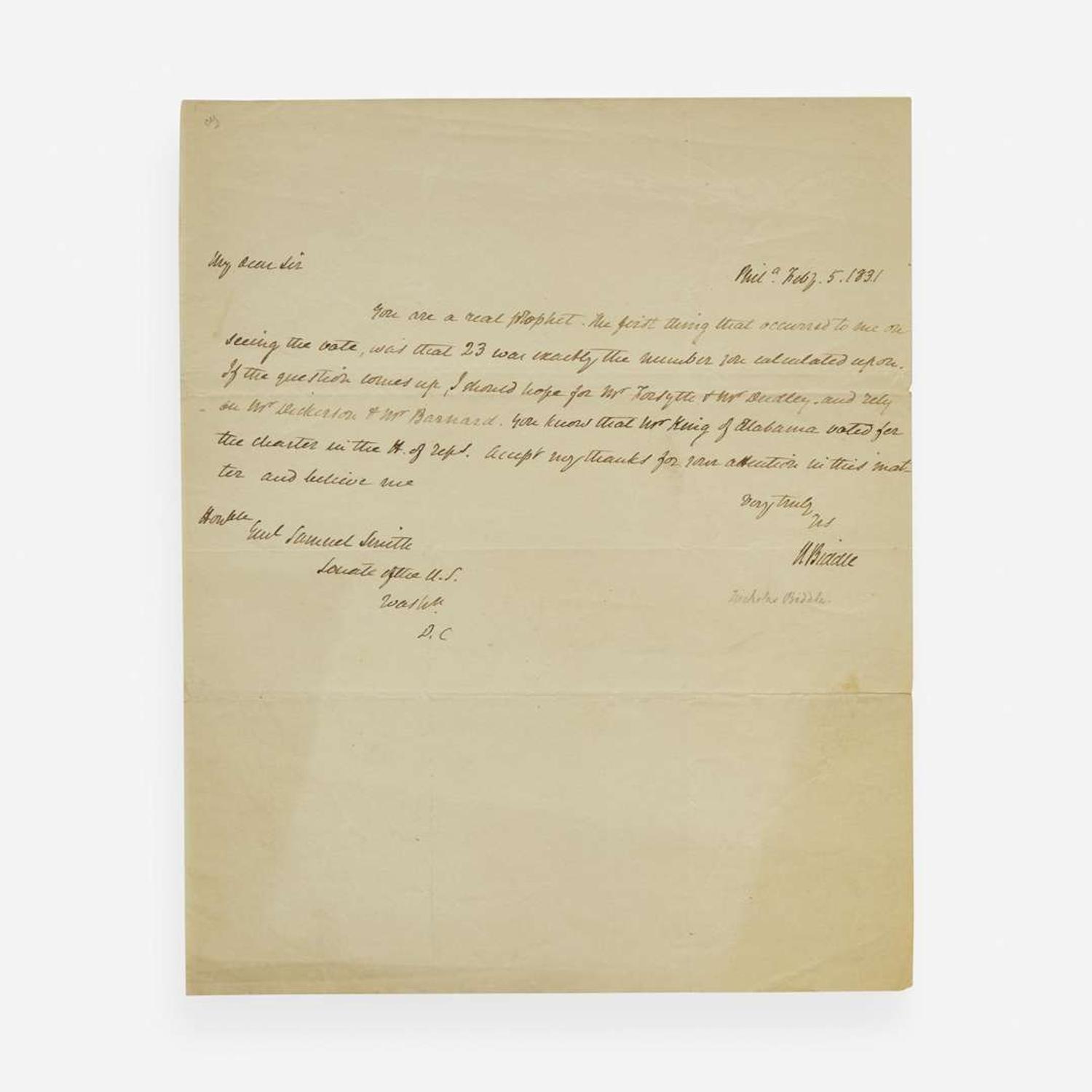 [Americana] Biddle, Nicholas, and Charles Biddle Group of 3 Signed Documents