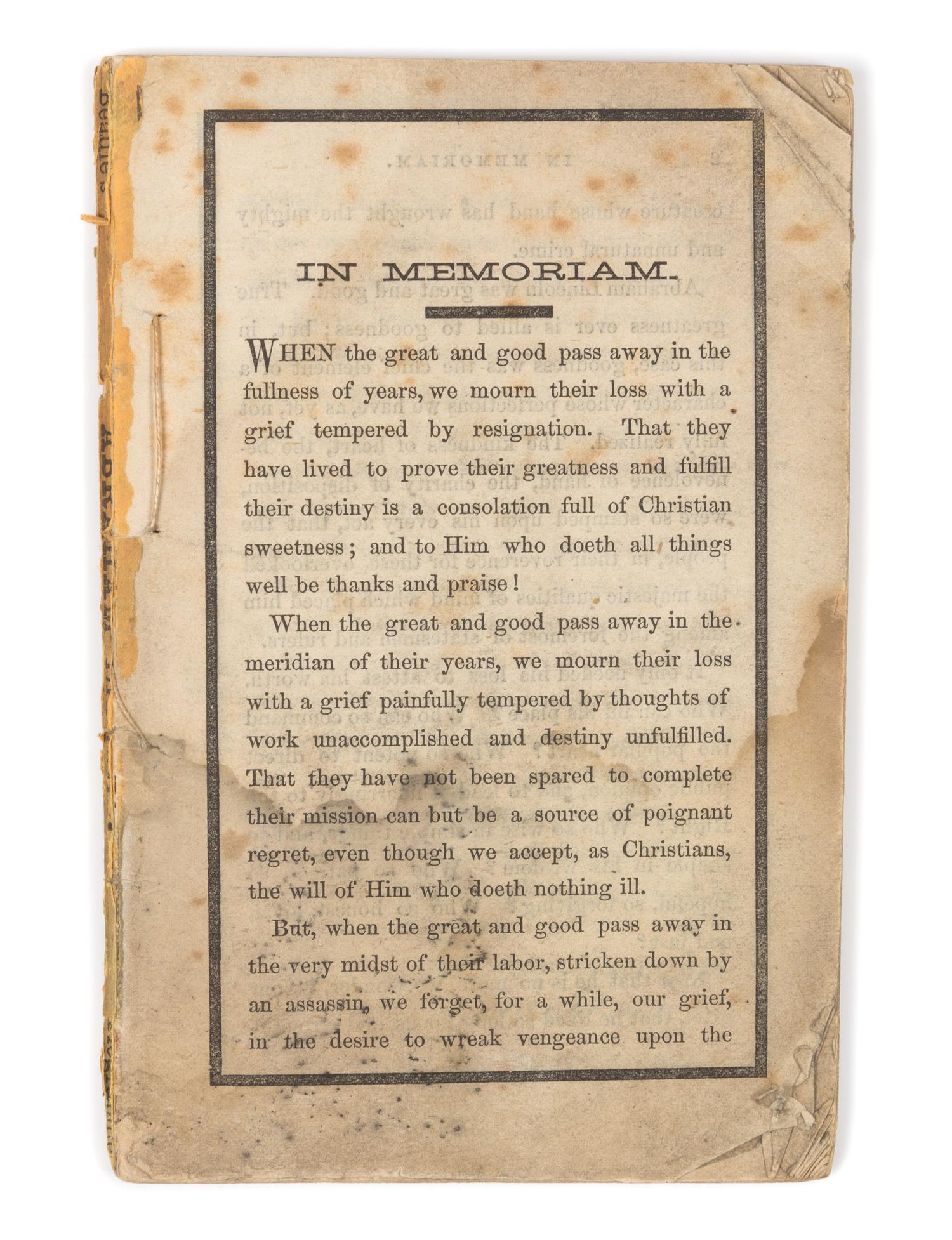 [LINCOLN - COMMEMORATION] - VICTOR, Orville James (1827-1910)