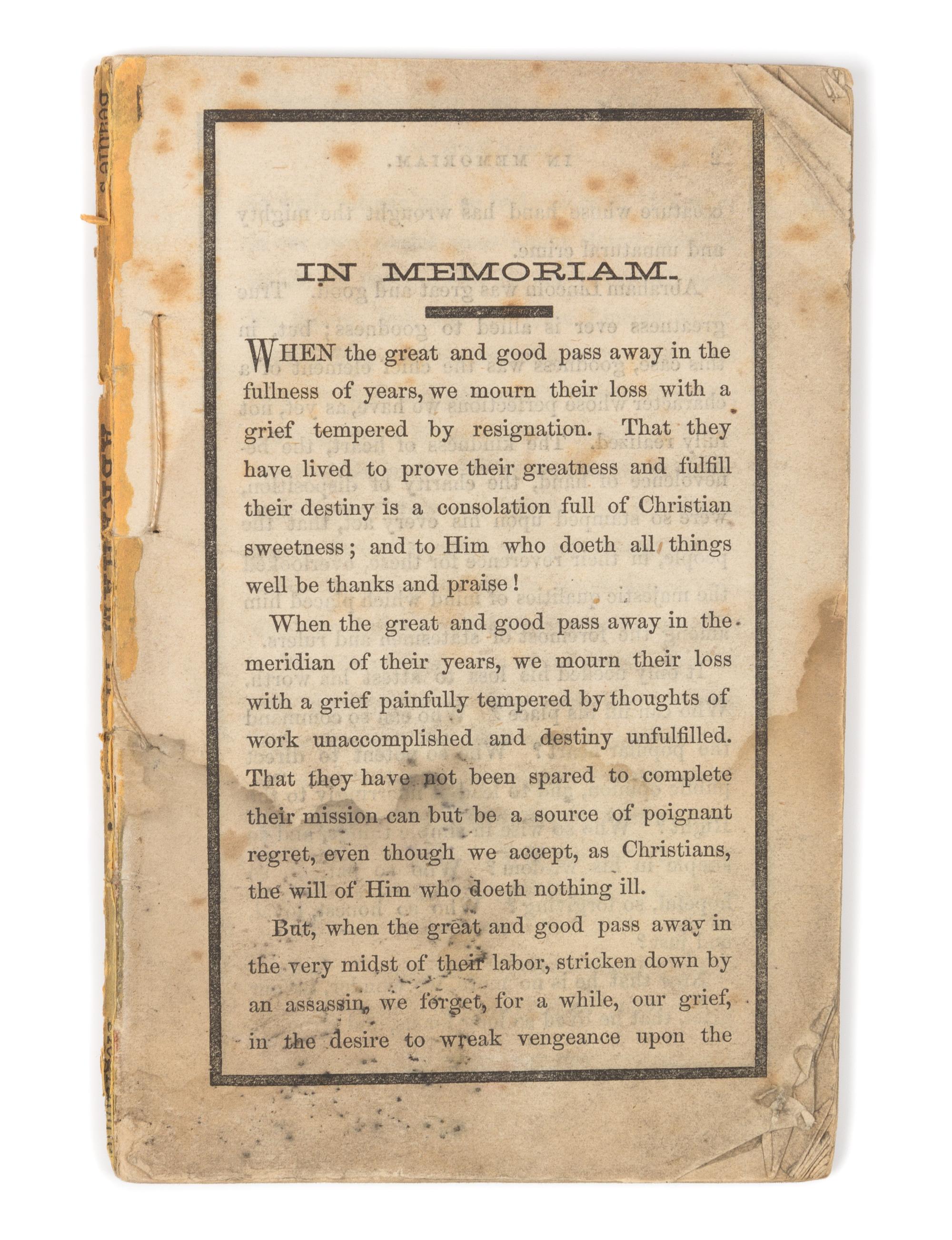 [LINCOLN - COMMEMORATION] - VICTOR, Orville James (1827-1910)