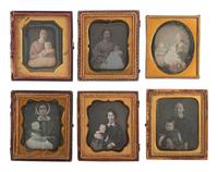 [EARLY PHOTOGRAPHY]. 14 sixth plate daguerreotypes of women with babies.