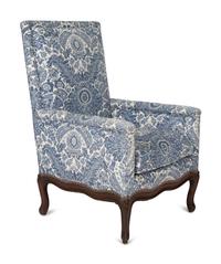 A Louis XV Style Blue and White Upholstered Bergère — 19TH CENTURY