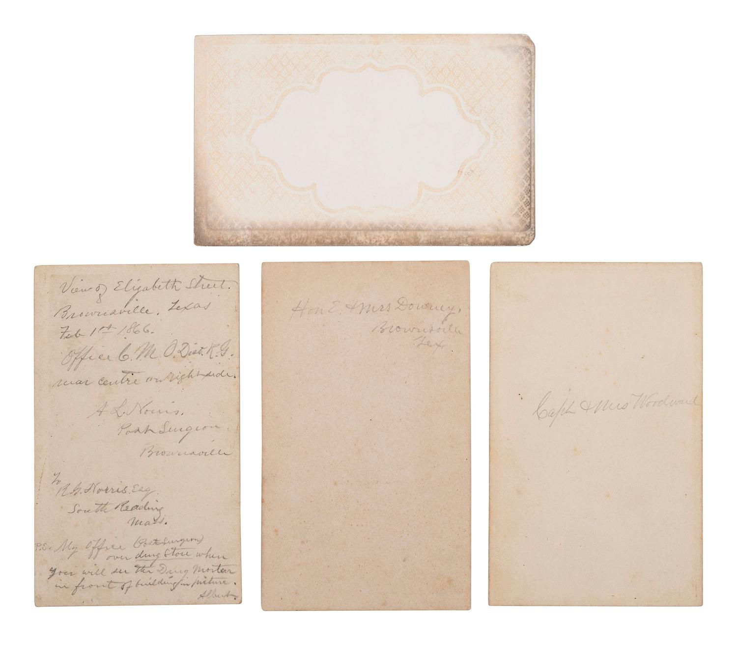 [MILITARIA] -- [TEXAS]. A collection of 14 CDVs, many taken in Brownsville, Texas, including portraits of officers, local residents, and notable locations, including: