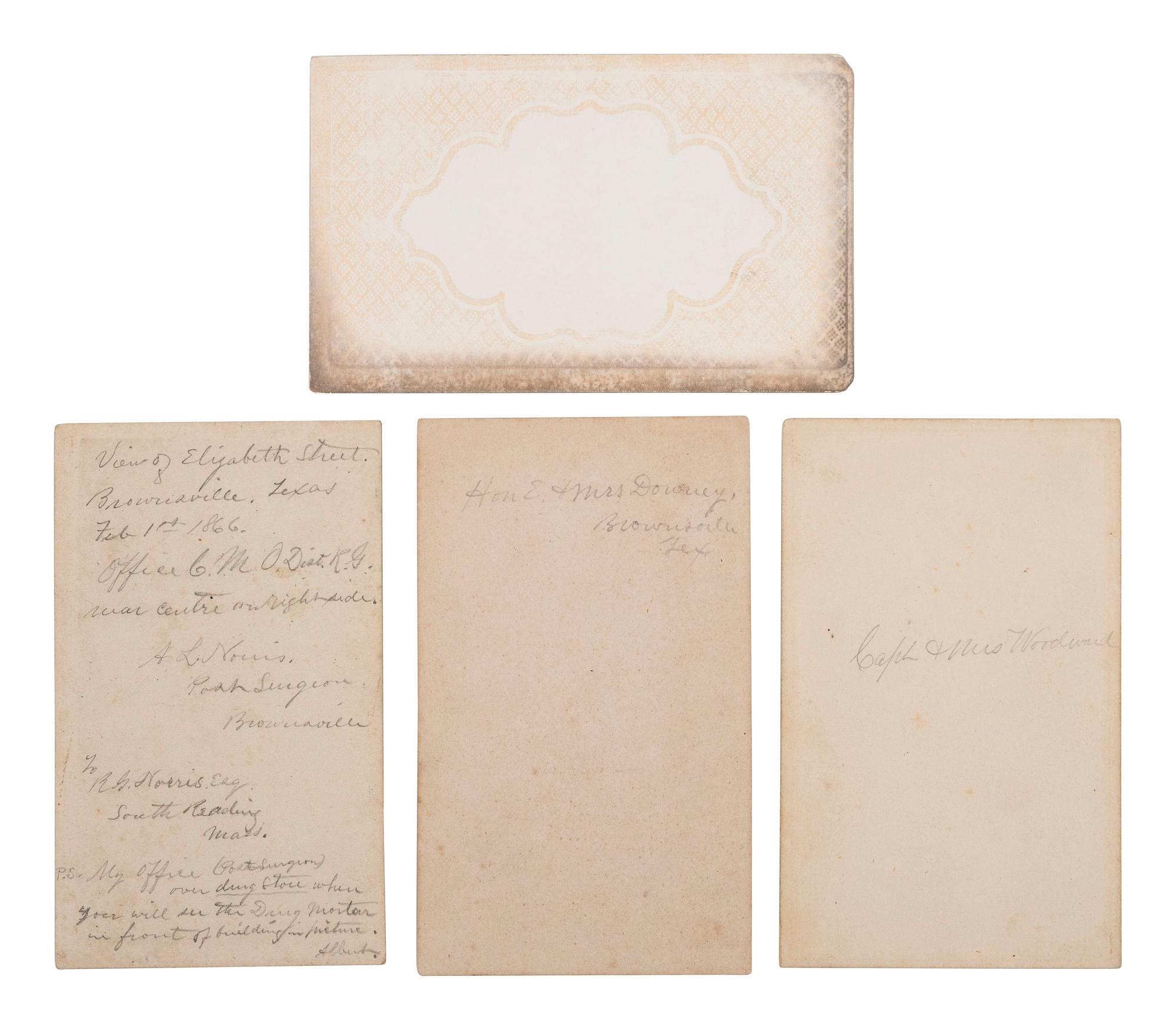 [MILITARIA] -- [TEXAS]. A collection of 14 CDVs, many taken in Brownsville, Texas, including portraits of officers, local residents, and notable locations, including: