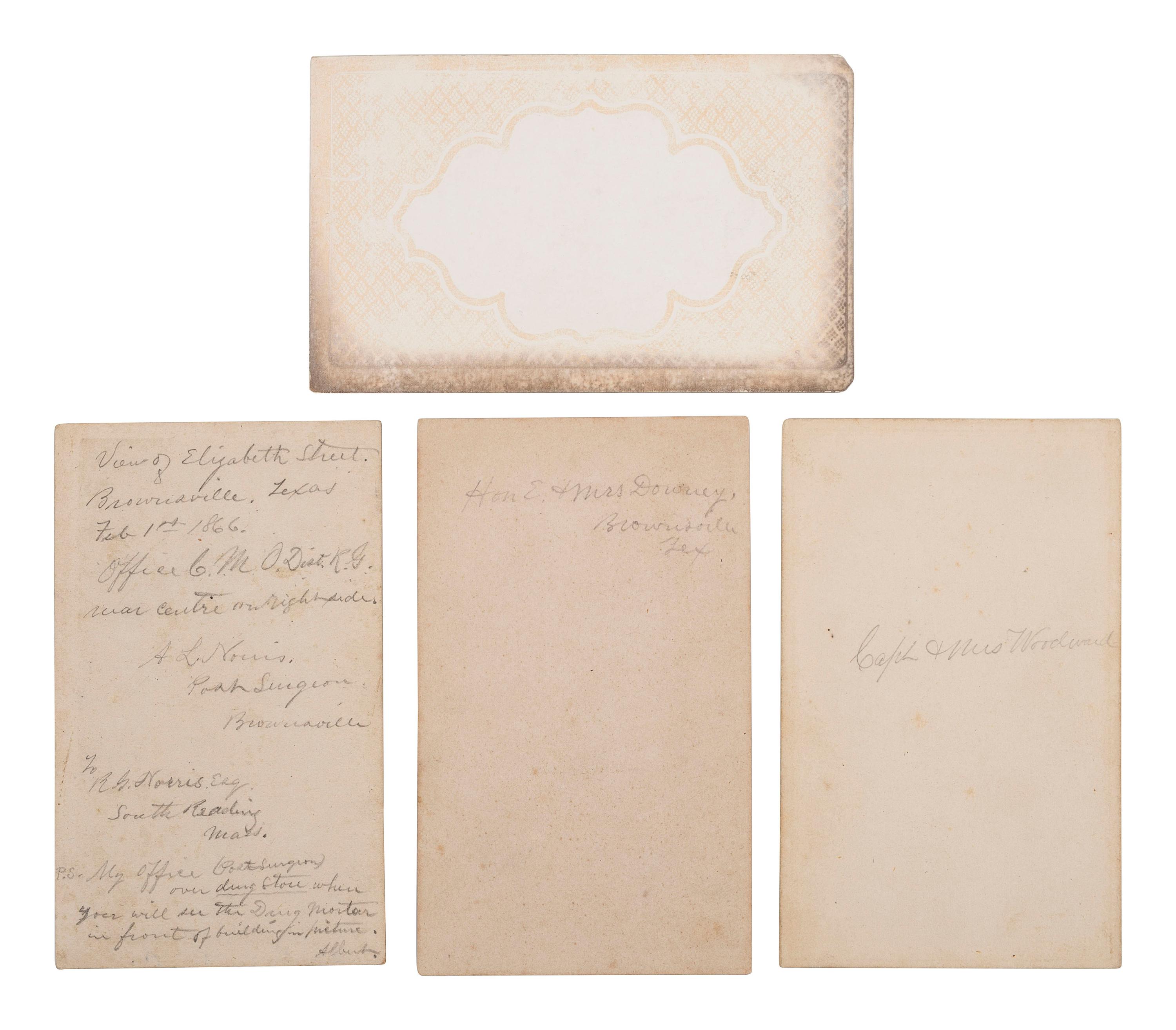 [MILITARIA] -- [TEXAS]. A collection of 14 CDVs, many taken in Brownsville, Texas, including portraits of officers, local residents, and notable locations, including: