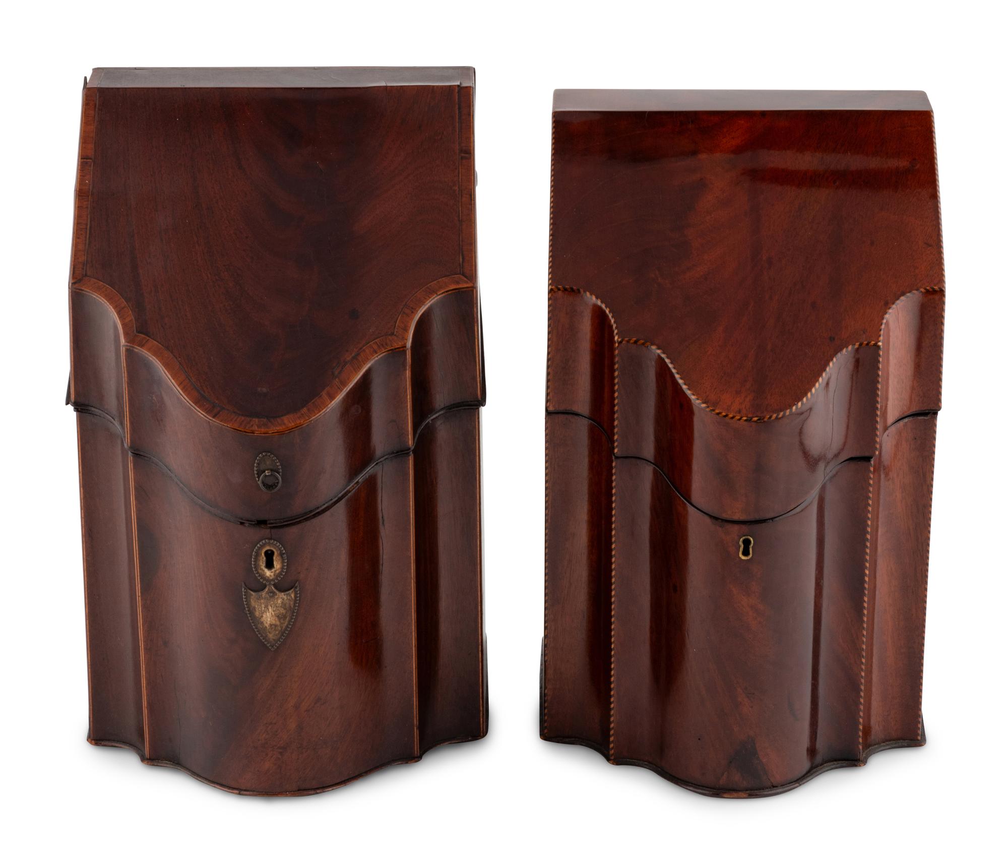 Two George III Mahogany Knife Boxes