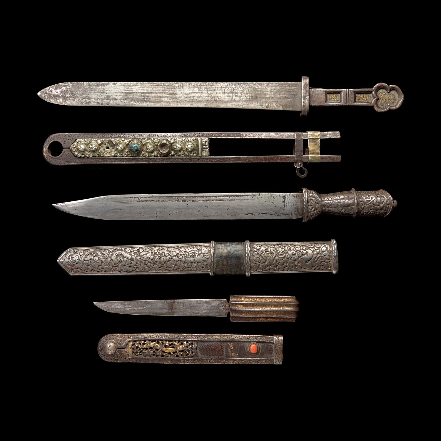 Three Tibetan Short Blades 藏刀一組三把