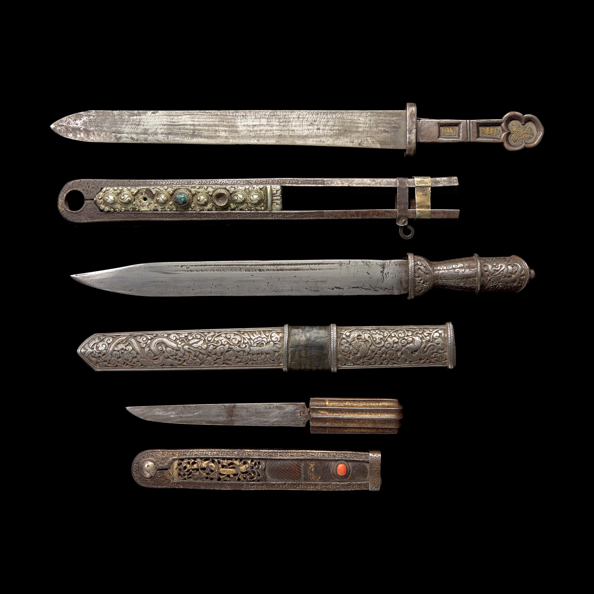 Three Tibetan Short Blades 藏刀一組三把
