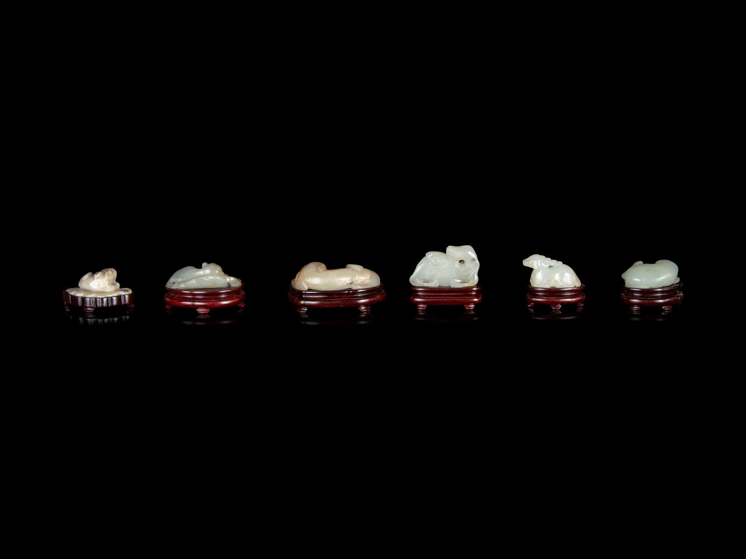 Six Chinese Carved Jade Figures of Animals
