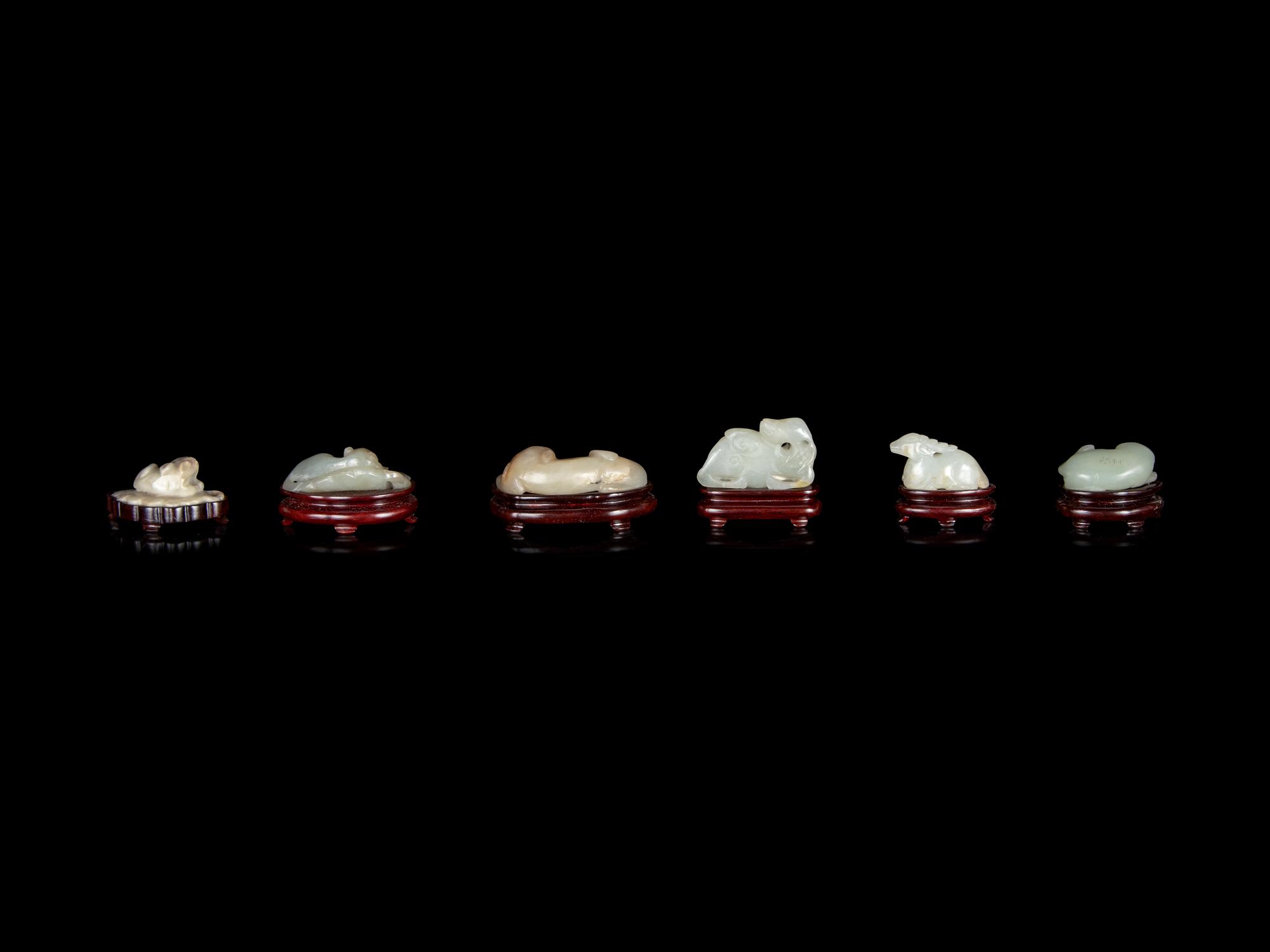 Six Chinese Carved Jade Figures of Animals