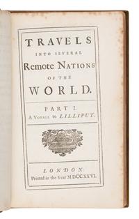 Swift, Jonathan (1667-1745). Travels Into Several Remote Nations of the World. In four parts. By Lemuel Gulliver... London: Printed for Benj. Motte, 1726.