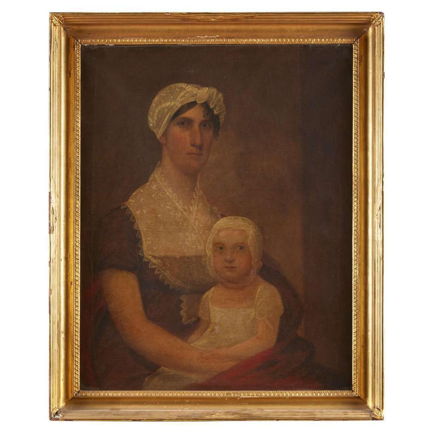 American School 19th century Pair of portraits: Issac Minard and Elizabeth Minard with Matilda Mitchell
