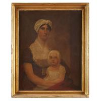 American School 19th century Pair of portraits: Issac Minard and Elizabeth Minard with Matilda Mitchell