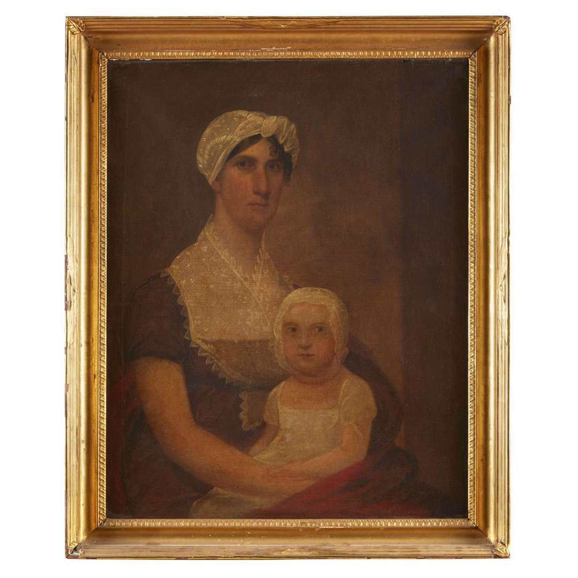American School 19th century Pair of portraits: Issac Minard and Elizabeth Minard with Matilda Mitchell