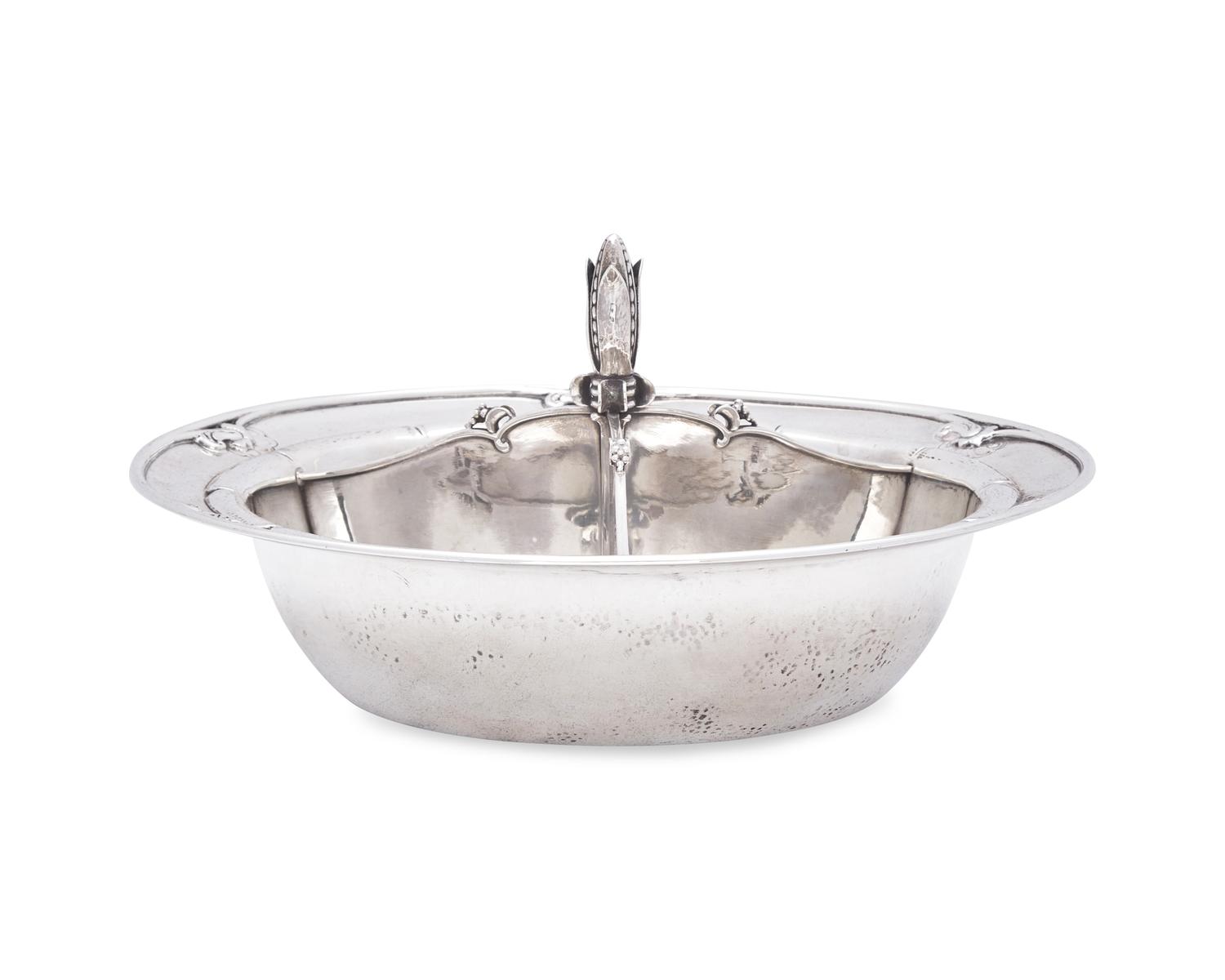 A Georg Jensen Silver Vegetable Dish with Three Part Divider