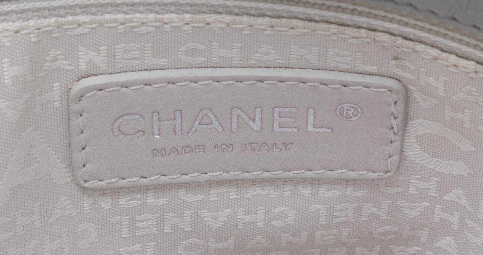 A Chanel Celadon Calfskin Leather Double Flap Handbag, 12" x 8" x 3".