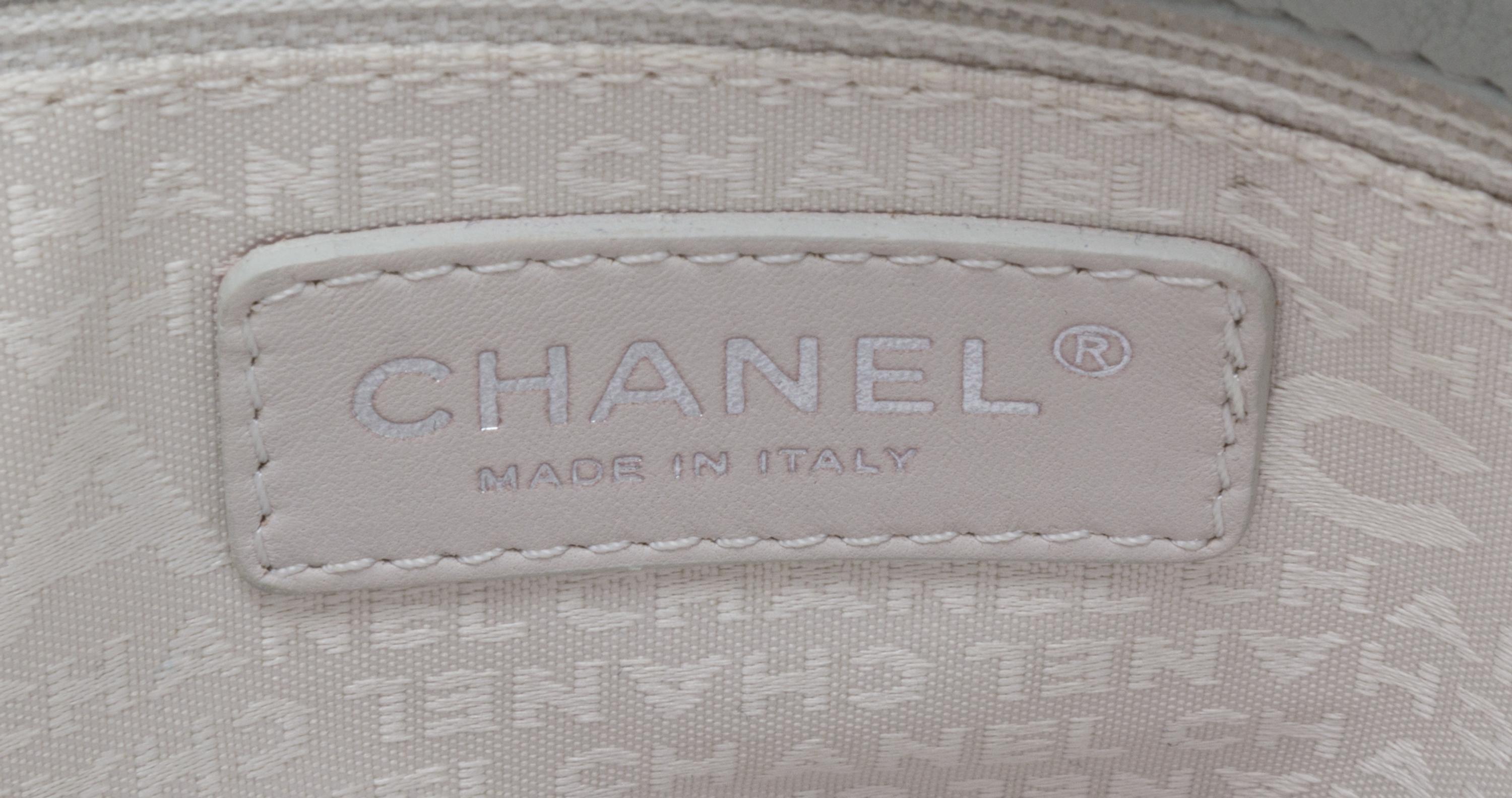 A Chanel Celadon Calfskin Leather Double Flap Handbag, 12" x 8" x 3".