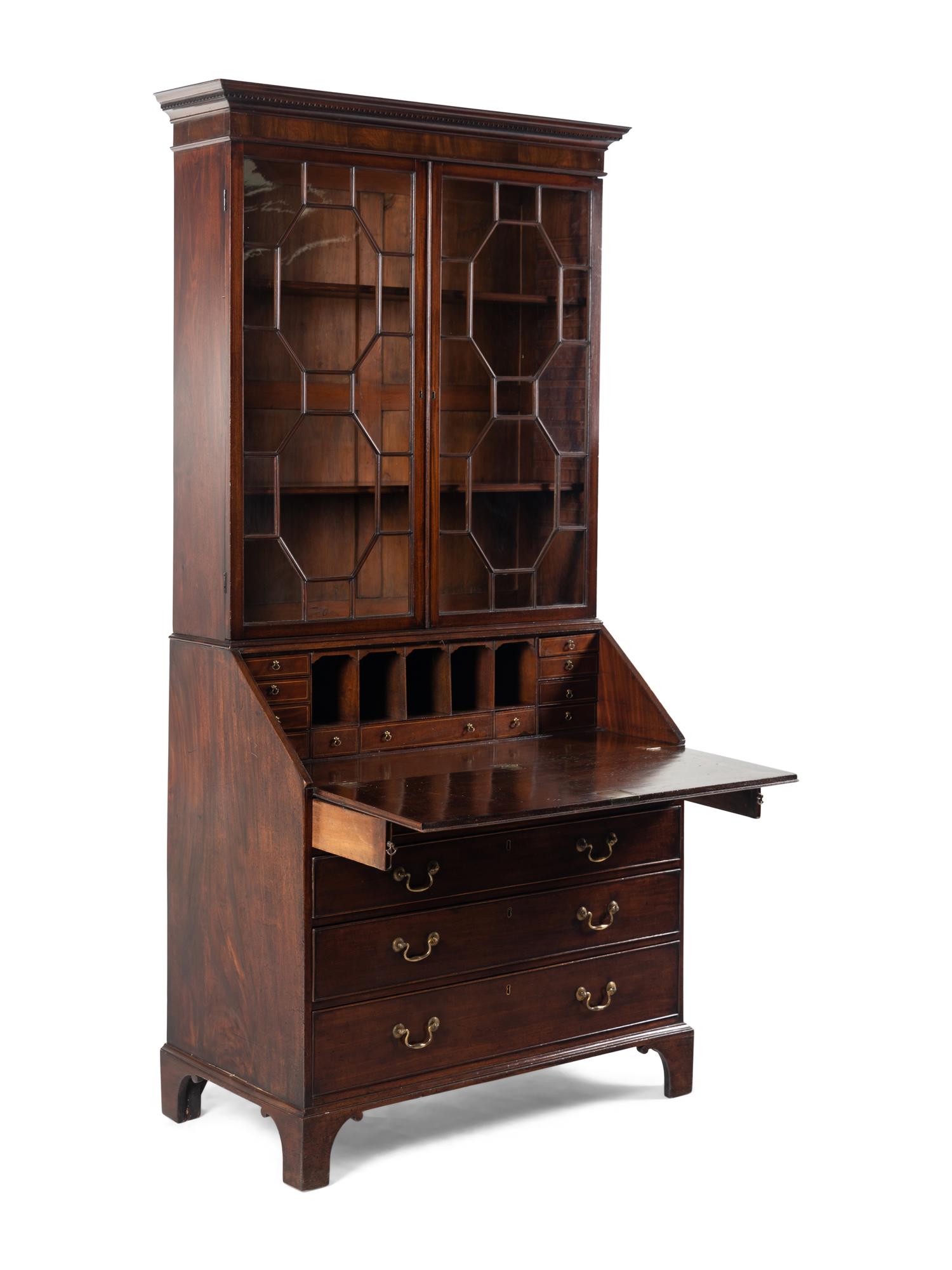 A George III Mahogany Bureau Bookcase