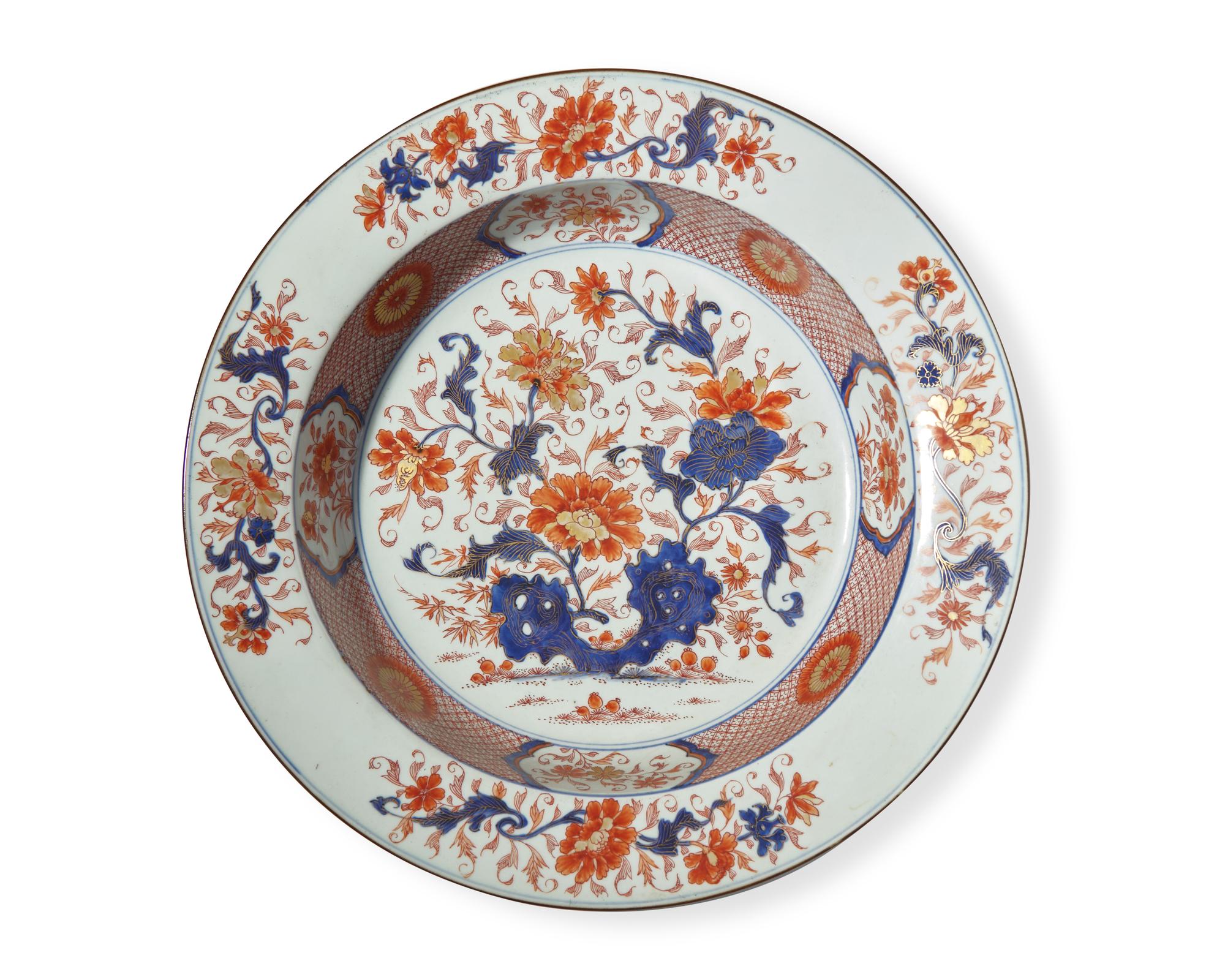 A Chinese Export Porcelain Deep Dish In The "Imari" Palette