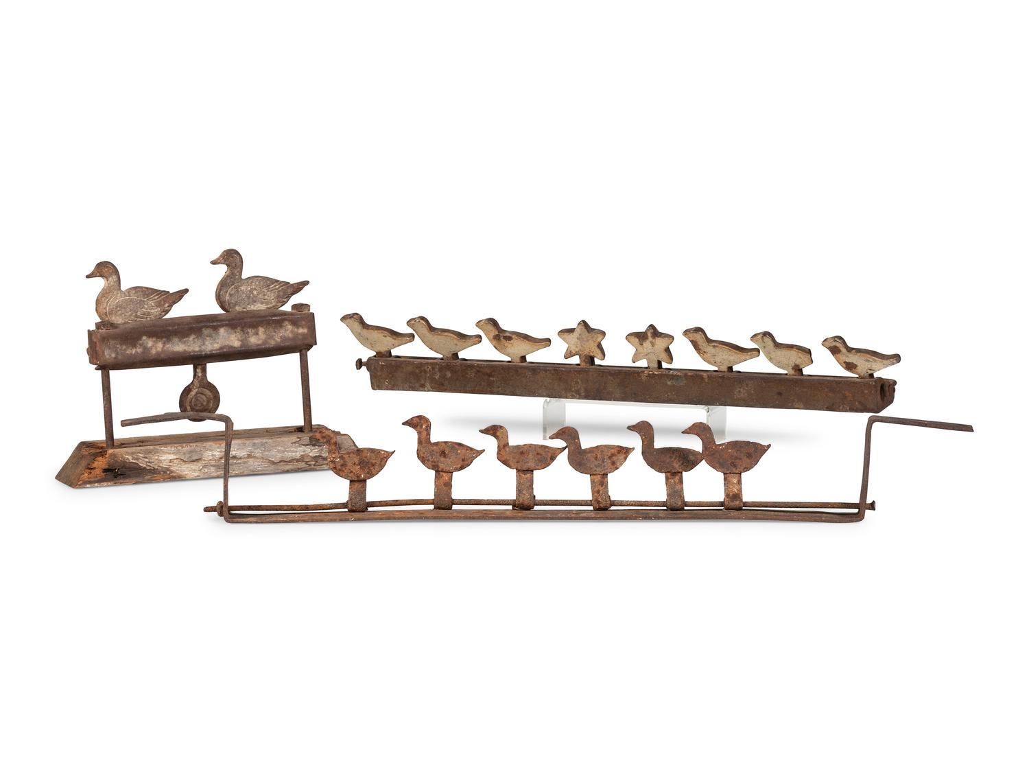 Three Mounted Cast Iron Carnival Shooting Targets
