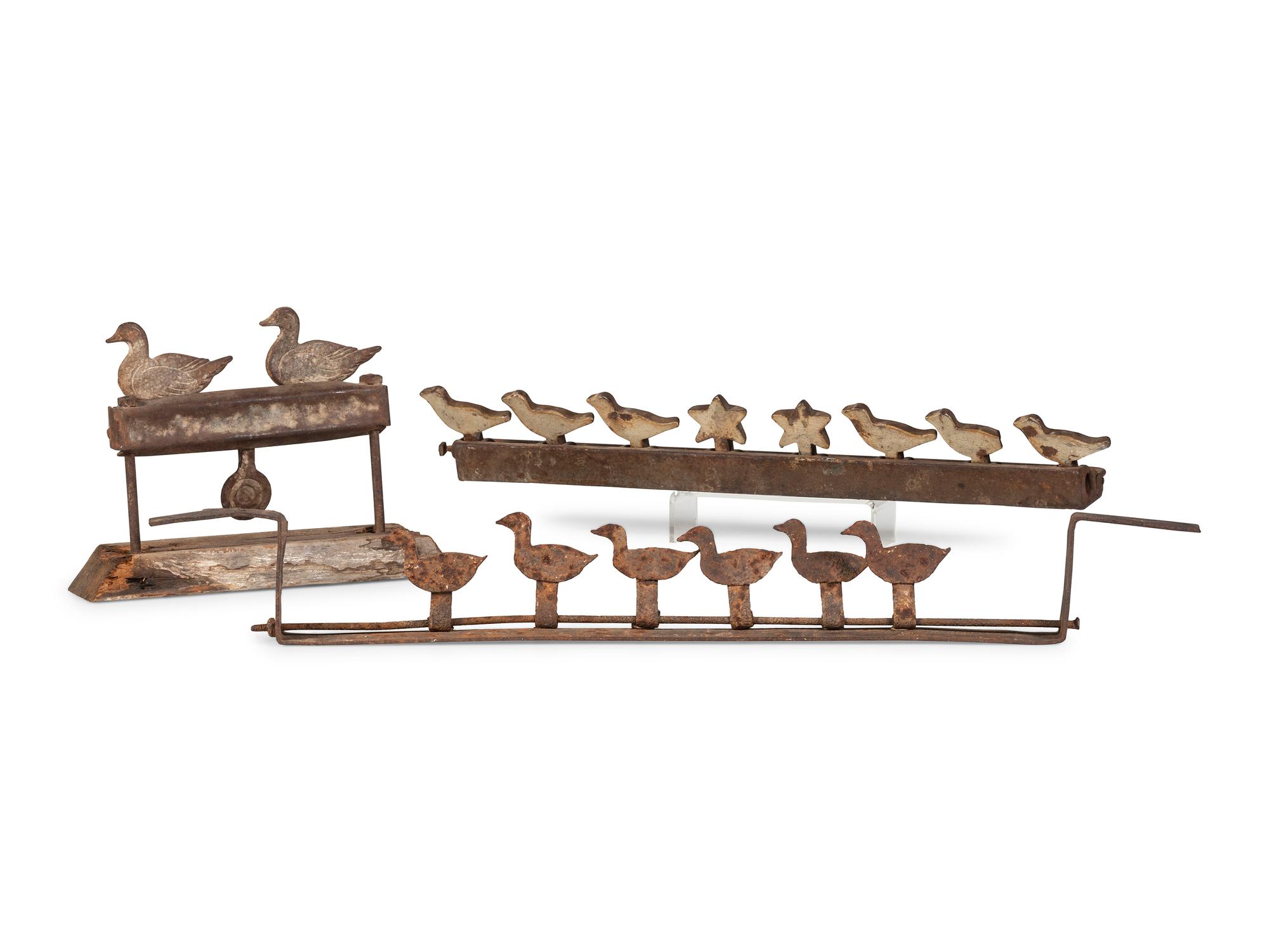 Three Mounted Cast Iron Carnival Shooting Targets