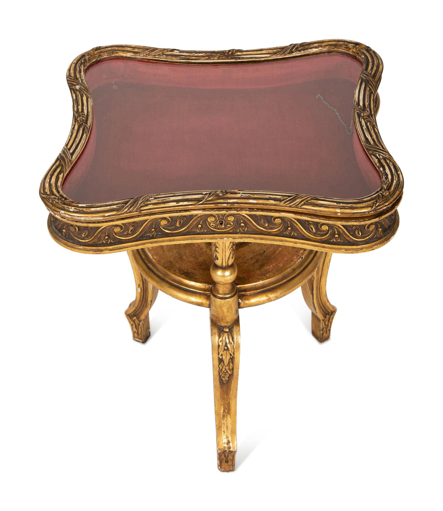 A Louis XV Style Giltwood Vitrine Table