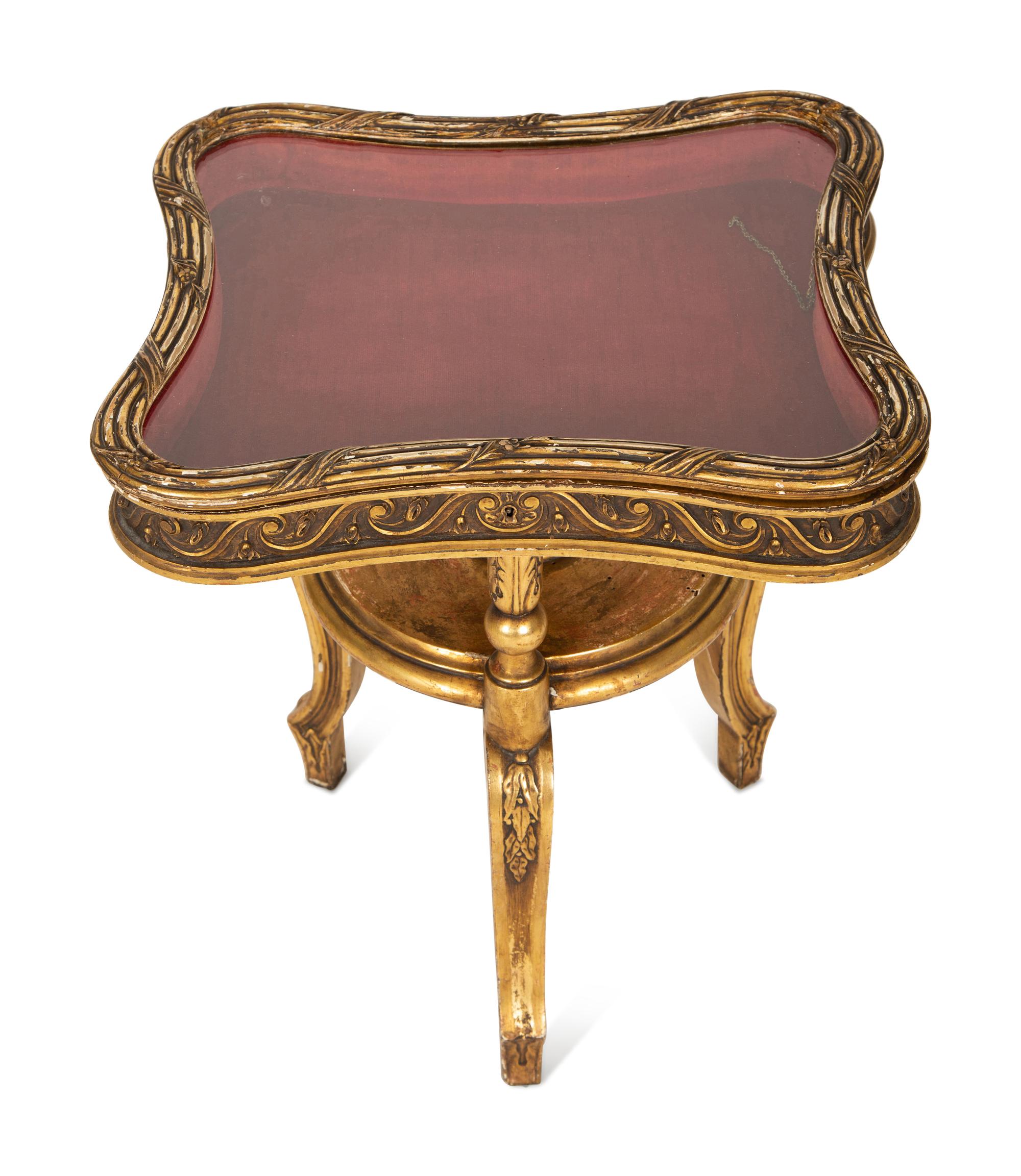 A Louis XV Style Giltwood Vitrine Table